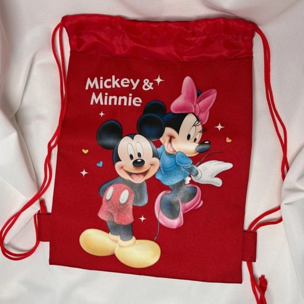 Disney Mickey & Minnie Drawstring Bag Backpack‎ Cinch Sack Red